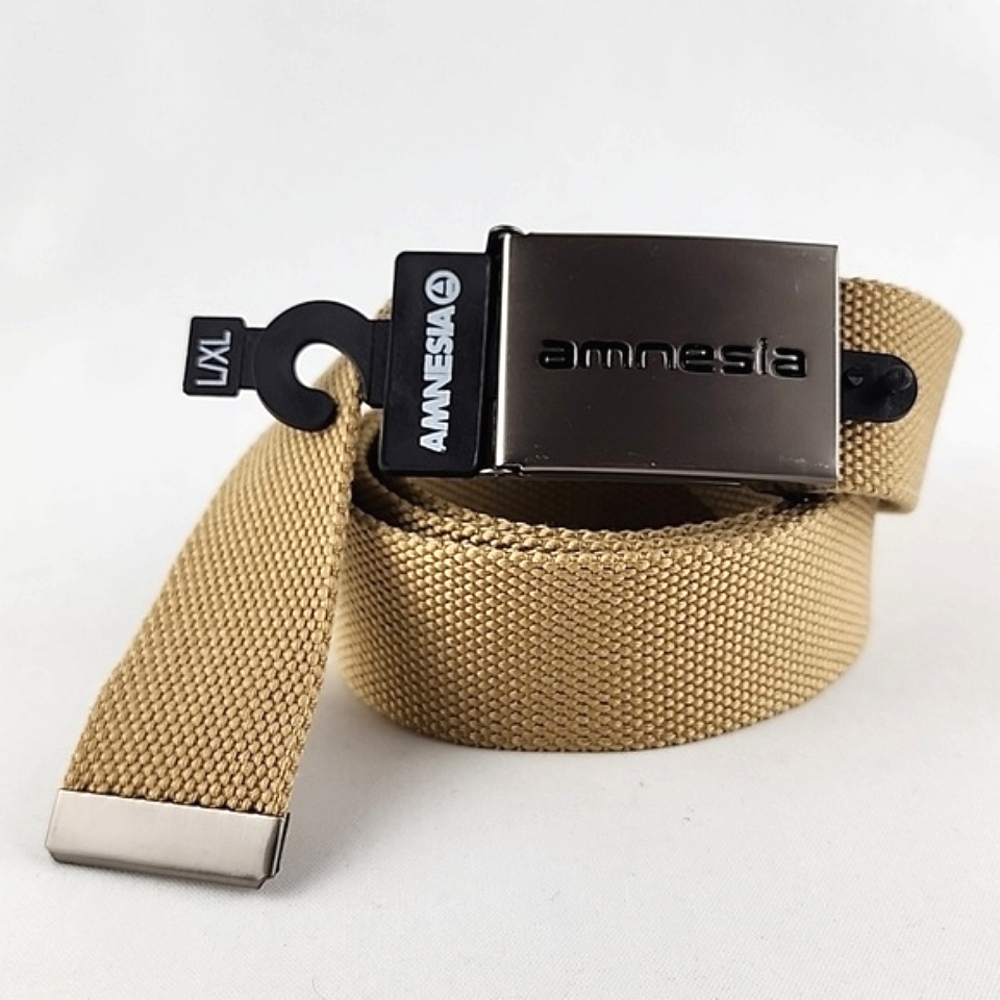 Amnesia  Tan Web Belt Metal Buckle Size L/XL
